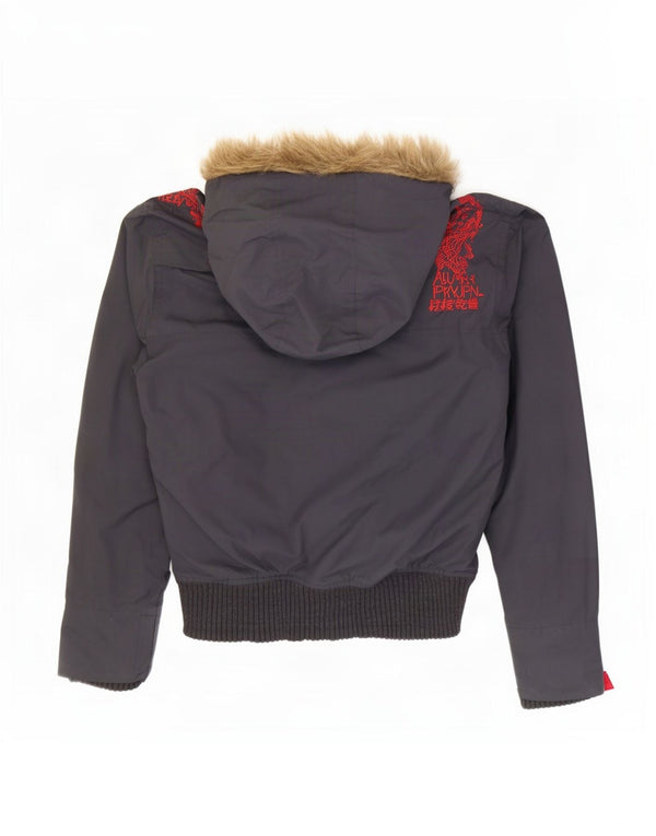 Superdry Veste bomber surdimensionnée à capuche The Windbomber pour femme UK 6 XS Gris