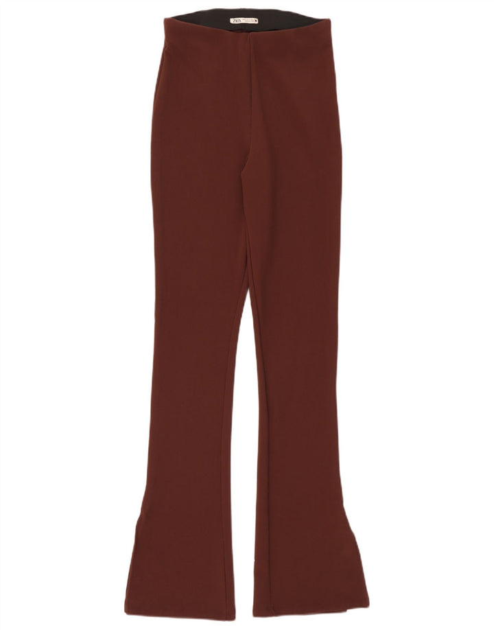Zara Pantalon décontracté évasé pour femme Medium W28 L32 Marron Polyester