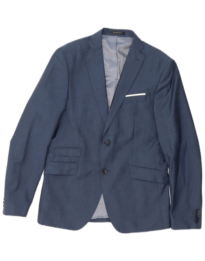 Zara Veste Blazer 2 Boutons Coupe Ajustée Pour Homme EU 50 Bleu Marine Moyen