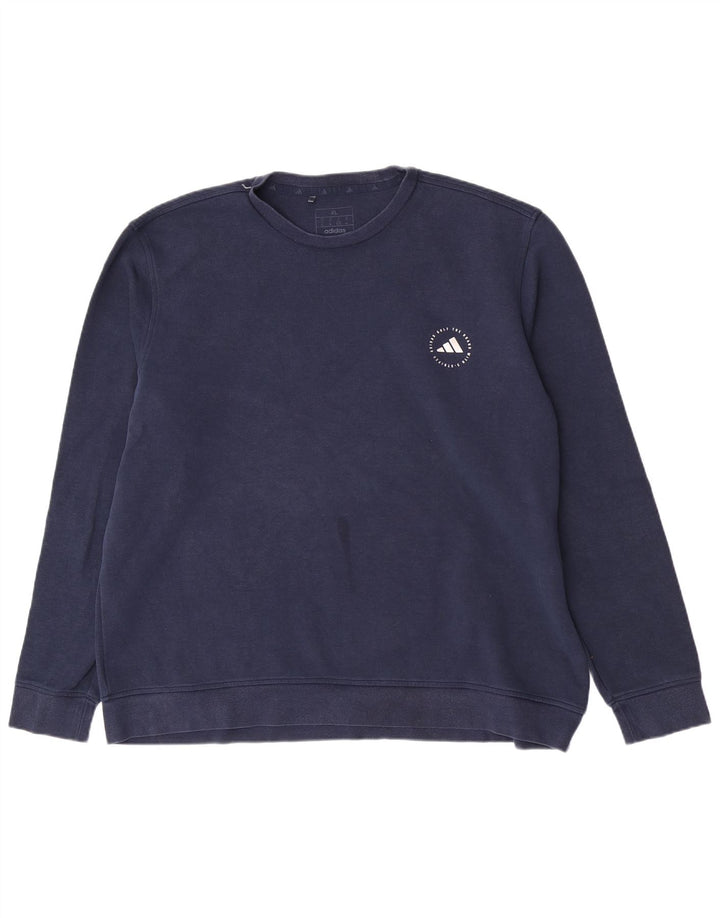 Adidas Mens Regular Fit Sweatshirt Jumper XL Bleu Marine Coton