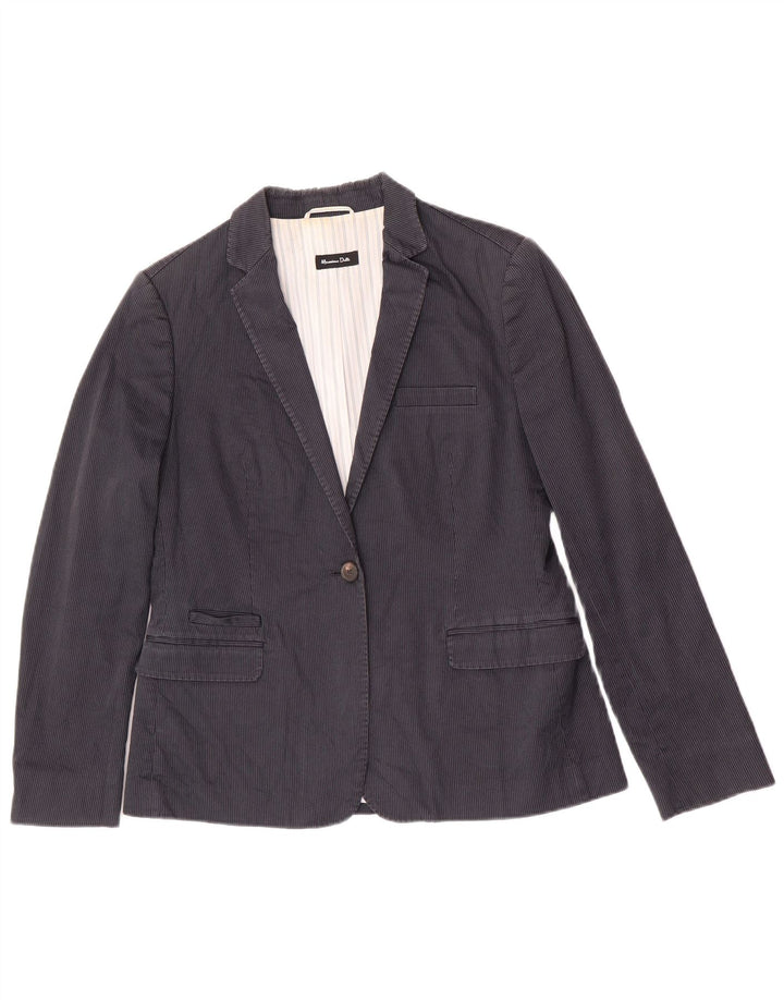 Massimo Dutti Veste blazer 1 bouton pour femme EU 44 XL Bleu marine à fines rayures
