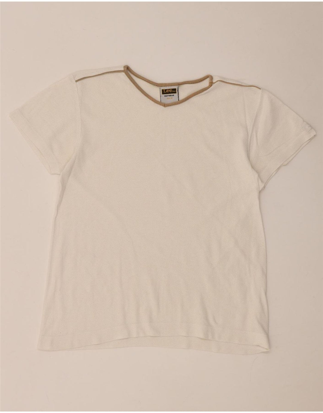 Lee T-Shirt Femme Top UK 44 Coton Blanc Moyen