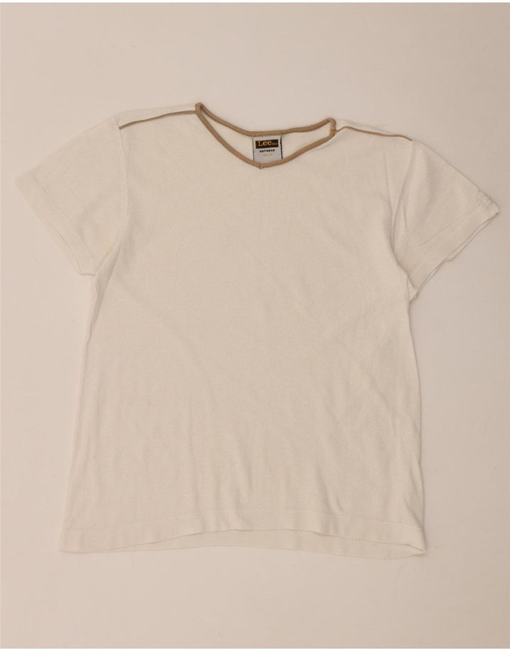 Lee T-Shirt Femme Top UK 44 Coton Blanc Moyen