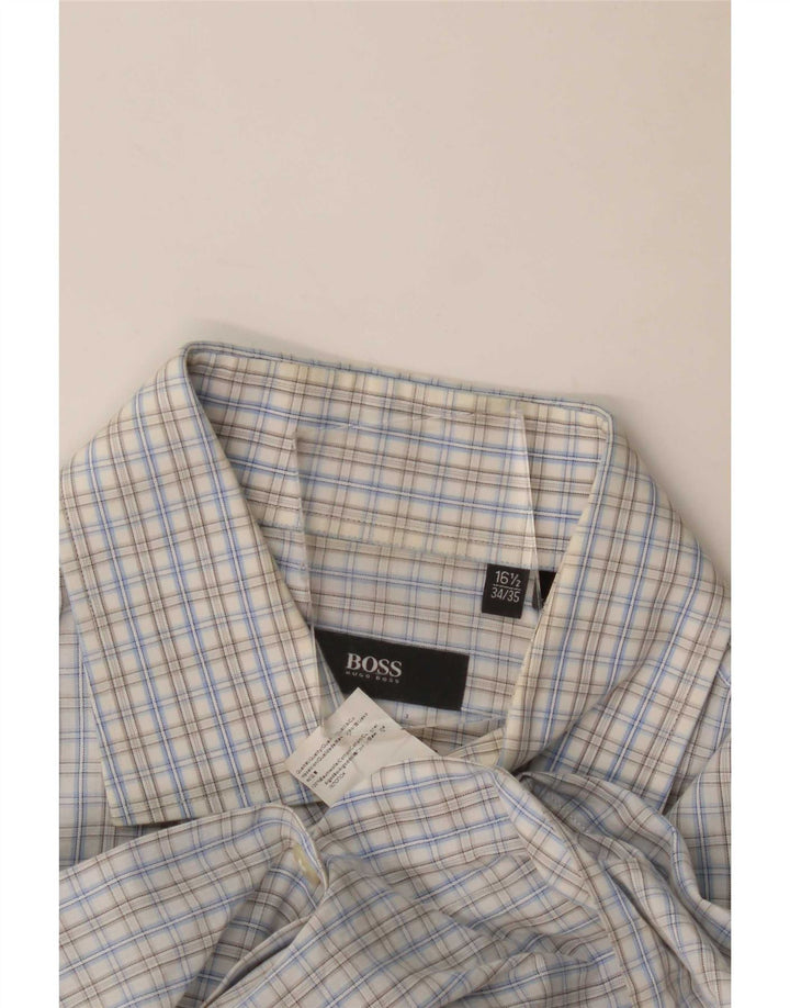 Hugo Boss Chemise coupe régulière pour homme Taille 16 1/2 Grand coton vichy bleu