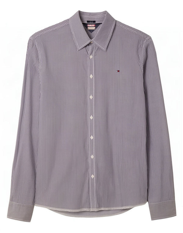 Tommy Hilfiger Chemise slim fit pour homme 2XL en coton à fines rayures gris