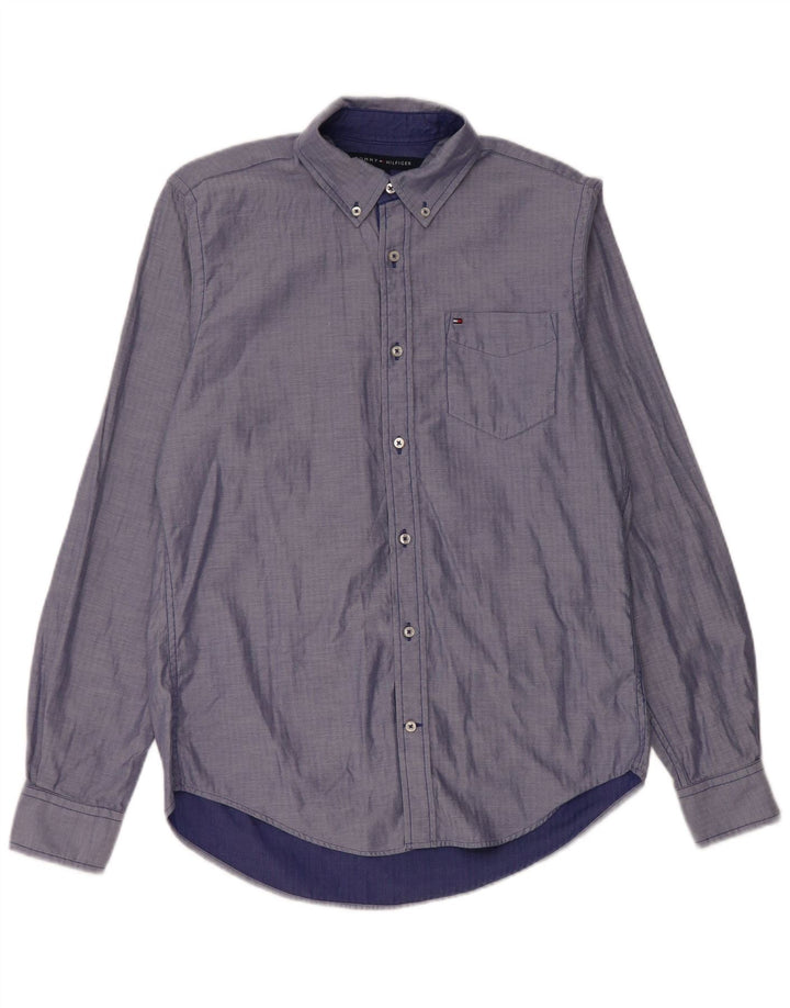 Tommy Hilfiger Chemise sur mesure pour homme Petit coton bleu