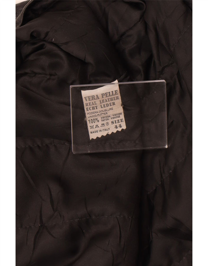Veste en cuir femme vintage IT 44 Cuir noir moyen