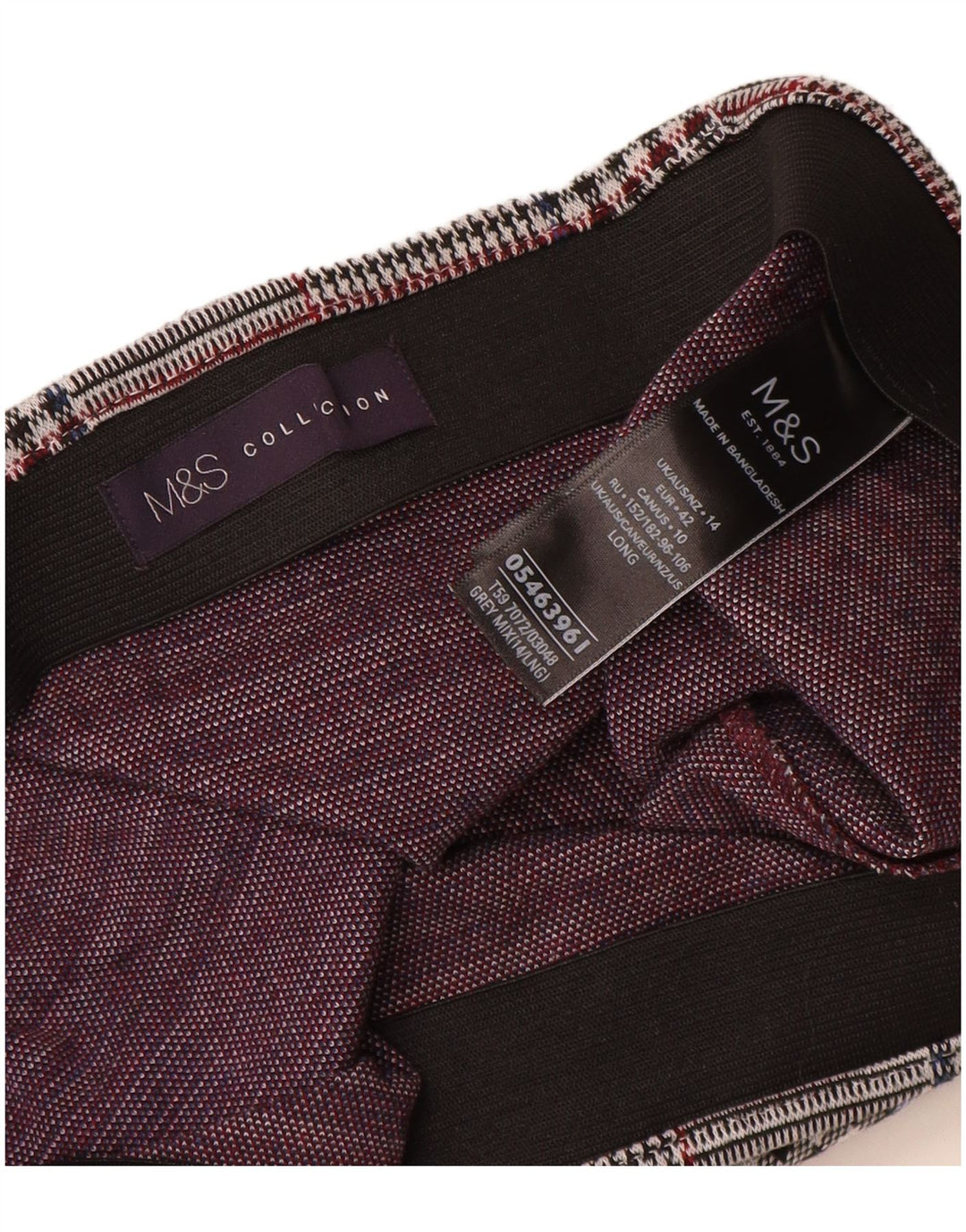 Marks & Spencer Jupe droite pour femme UK 14 Large W32 Gris à carreaux Polyester
