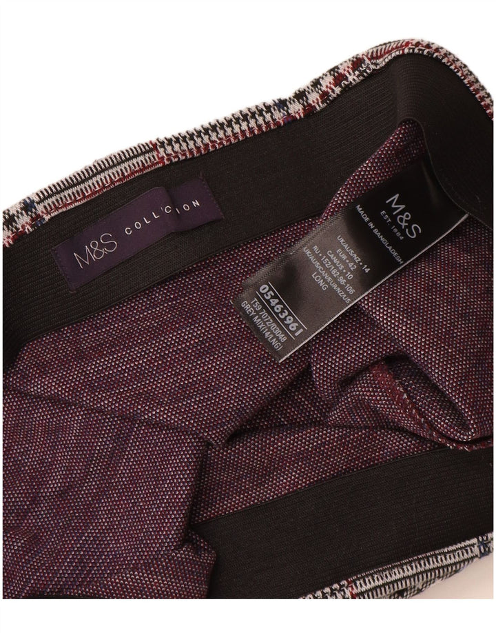 Marks & Spencer Jupe droite pour femme UK 14 Large W32 Gris à carreaux Polyester