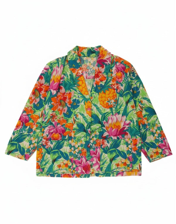 vintage Femmes 2 Bouton Blazer Veste UK 16 Grand Floral Multicolore