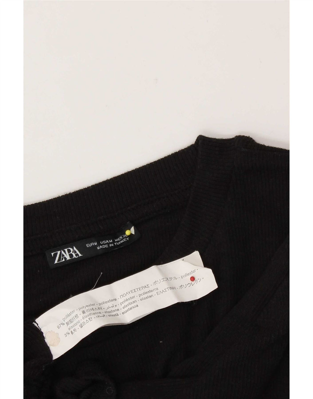 Zara Womens Crop Blouse Top UK 12 Moyen Noir Polyester