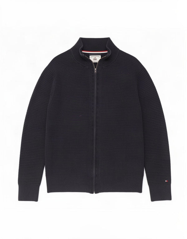 Tommy Hilfiger Cardigan entièrement zippé pour homme XL en coton bleu marine