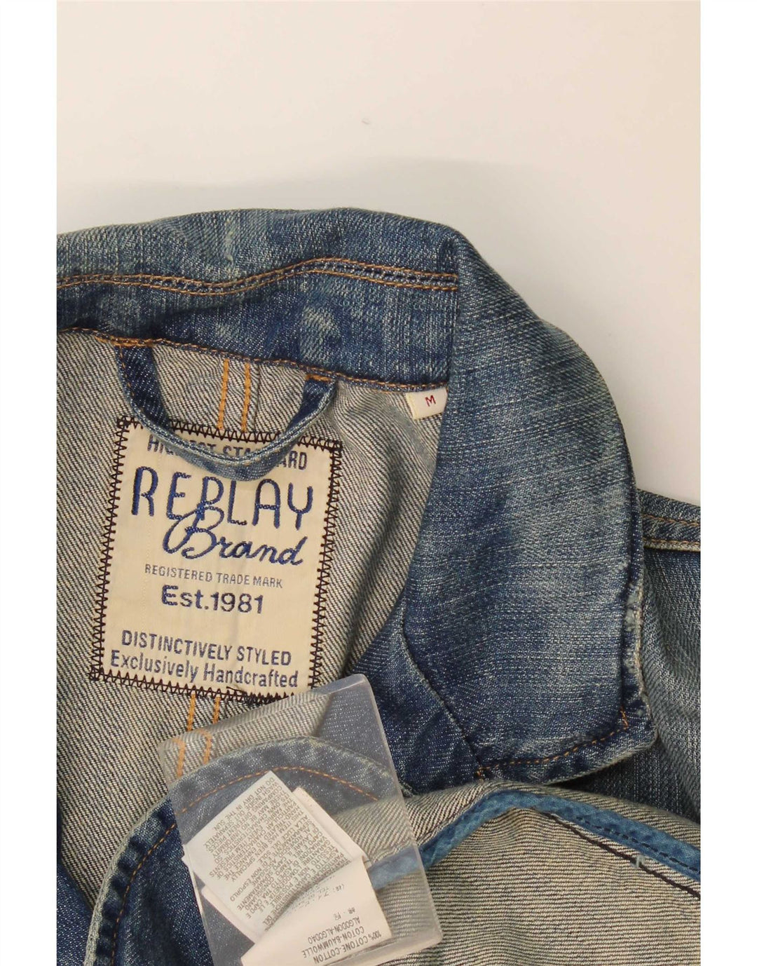 Replay Veste blazer en jean à 3 boutons pour homme UK 38 Bleu moyen Coton