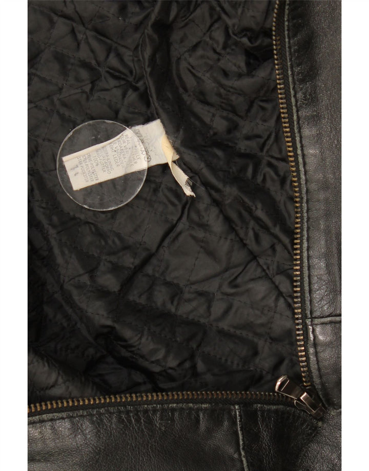 Veste motard en cuir femme vintage UK 12 Cuir noir moyen