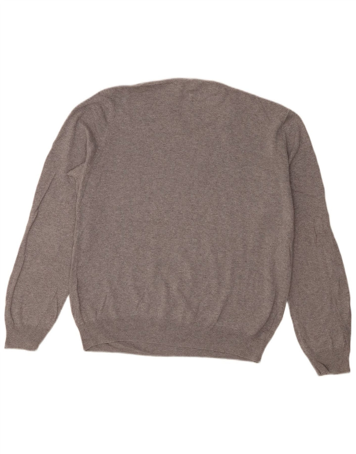 Marks & Spencer Pull Col V Homme Gris Moyen Coton
