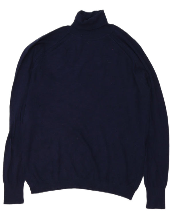 Zara Pull Col Roulé Homme Large Bleu Marine Viscose