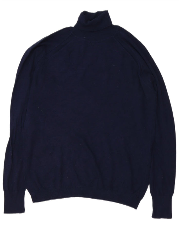 Zara Pull Col Roulé Homme Large Bleu Marine Viscose