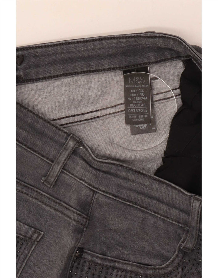 Marks & Spencer Jean droit pour femme UK 12 Medium W30 L29 Gris Coton