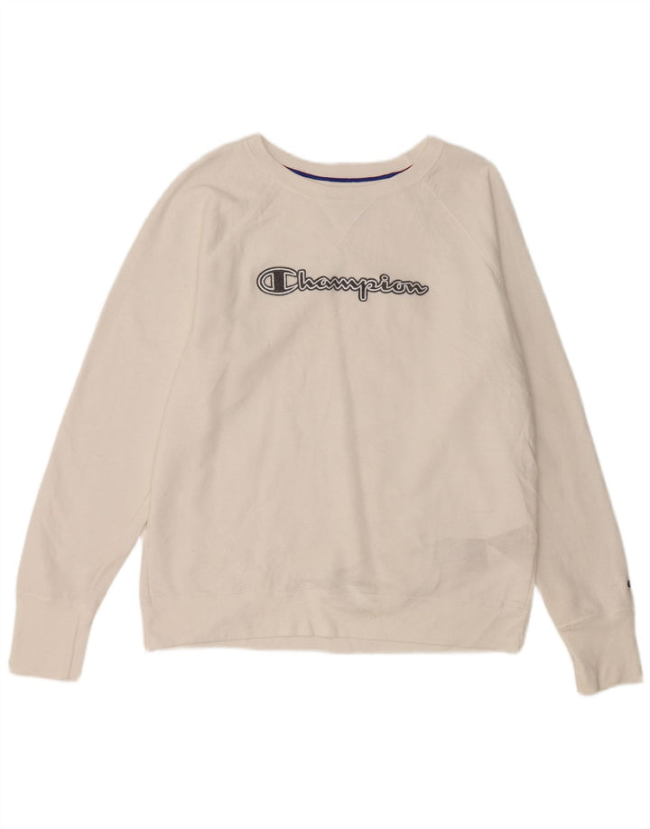 Champion Sweat-shirt graphique pour femme UK 16 Large Blanc Polyester