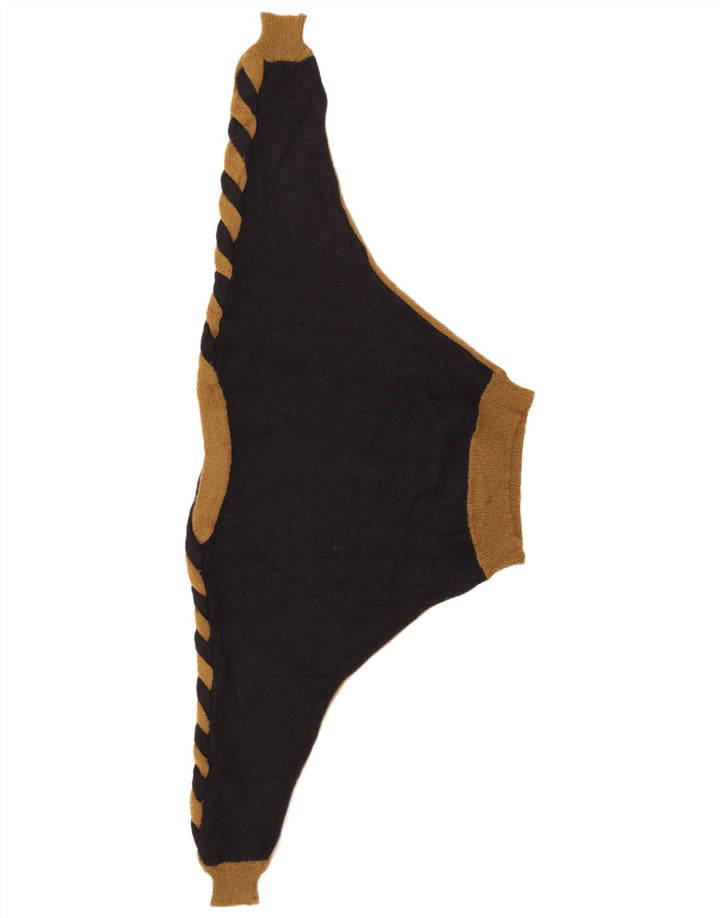 VINTAGE Pull col bateau femme UK 14 Medium Black Colourblock