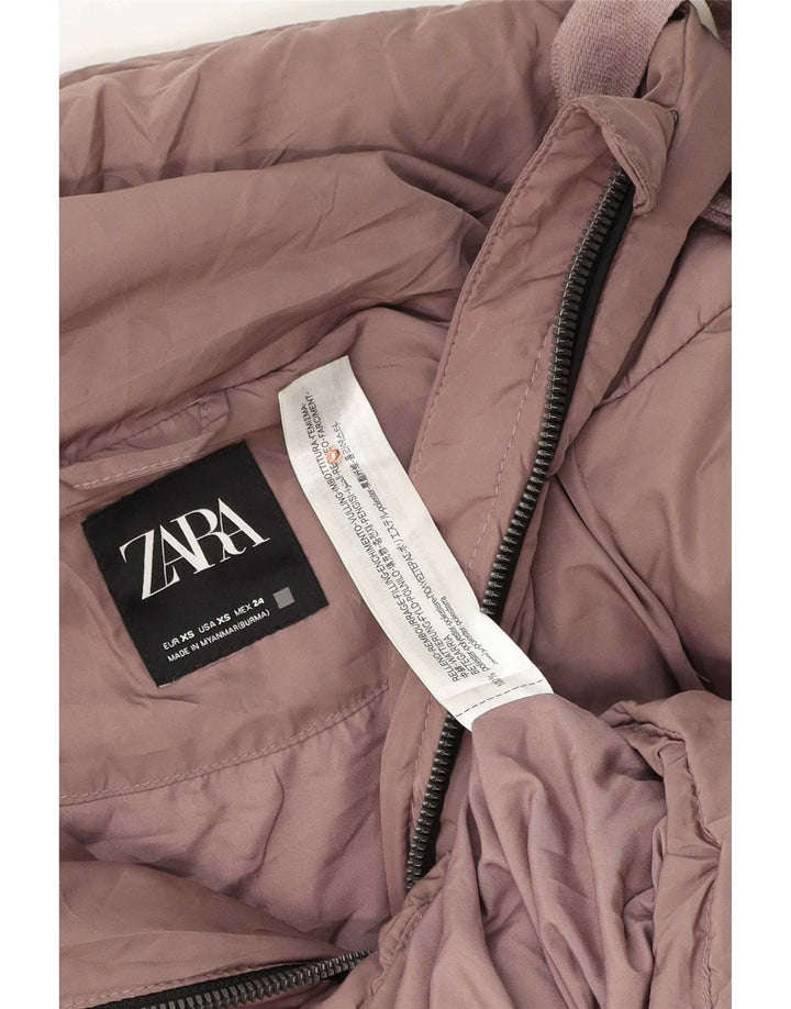 Zara Veste matelassée surdimensionnée à capuche pour femme UK 6 XS Violet Polyester