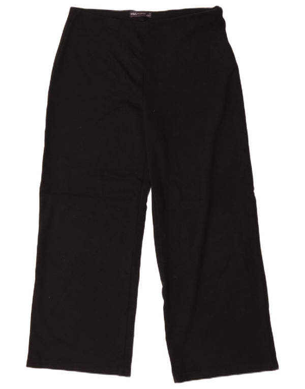Marks & Spencer Pantalon décontracté à jambe large pour femme UK 14 Large W32 L28 Noir
