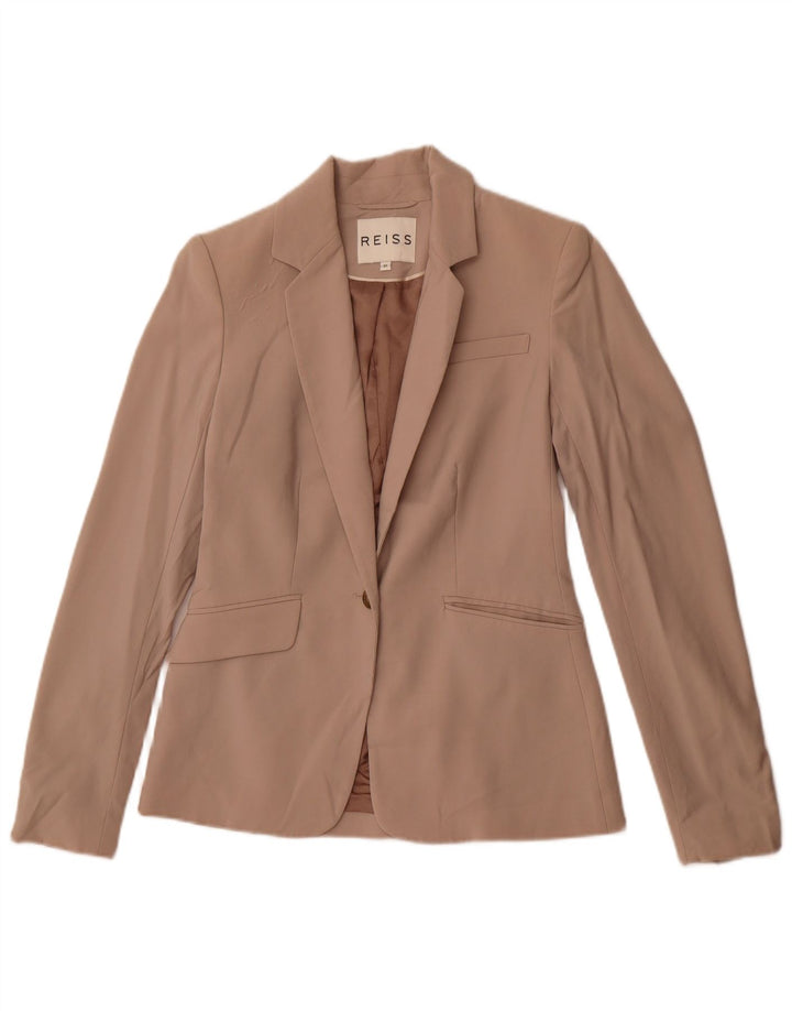 Reiss Veste Blazer 1 Bouton Femme UK 6 XS Laine Beige