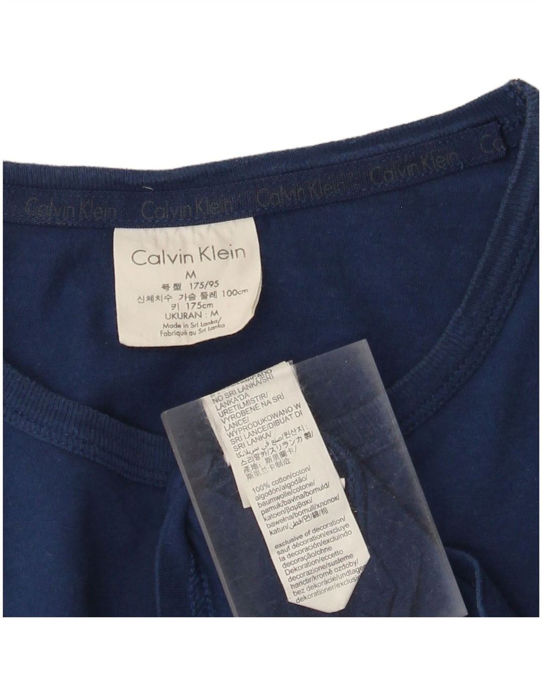 Calvin Klein T-Shirt Graphique Homme Bleu Marine Moyen Coton