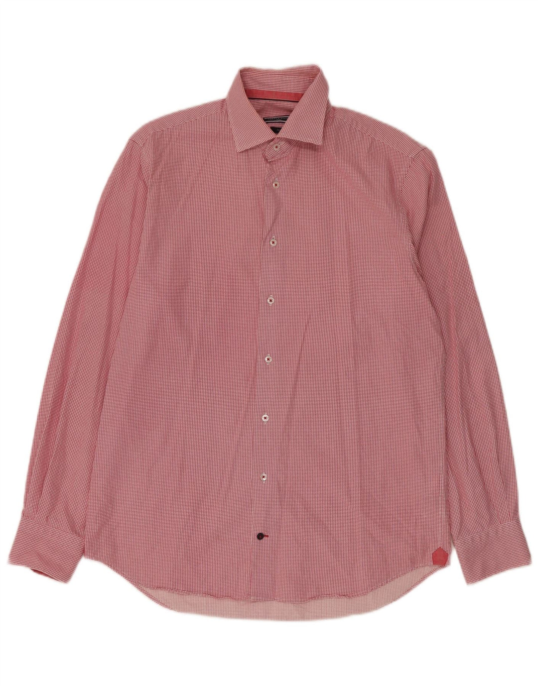 Tommy Hilfiger Chemise sur mesure pour homme Taille 39 15 1/2 Pied-de-poule rouge moyen