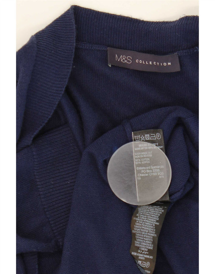 Marks & Spencer Pull cardigan long pour femme UK 12 Bleu marine moyen