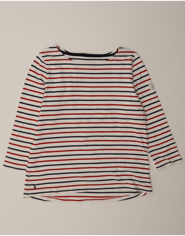Joules Haut Femme Manches 3/4 UK 16 Grand Coton Rayé Blanc