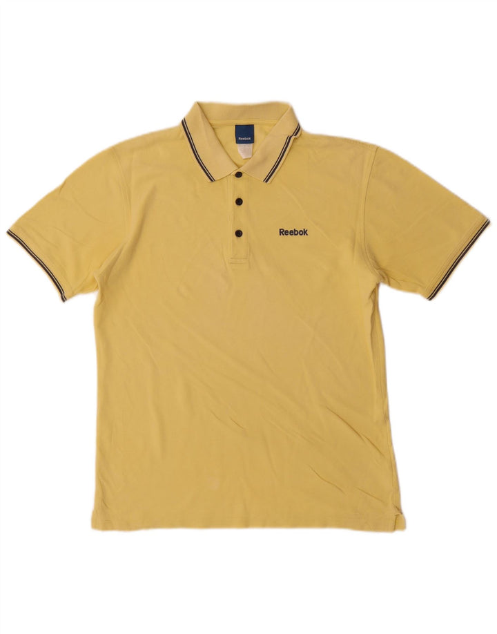 Reebok Polo Homme Small Jaune Rayé Coton