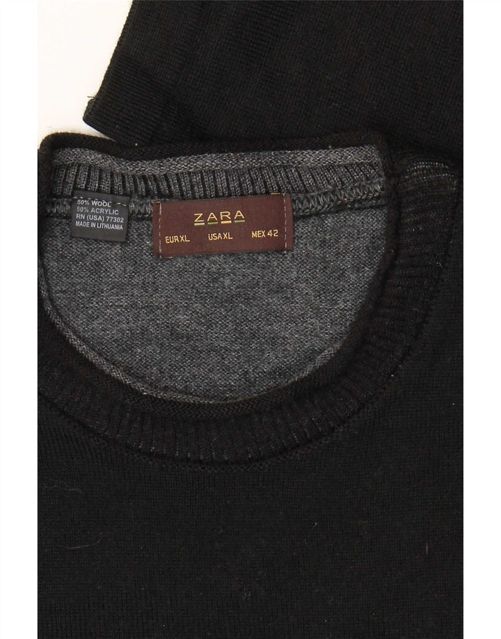 Zara Pull ras du cou pour homme XL en laine noire