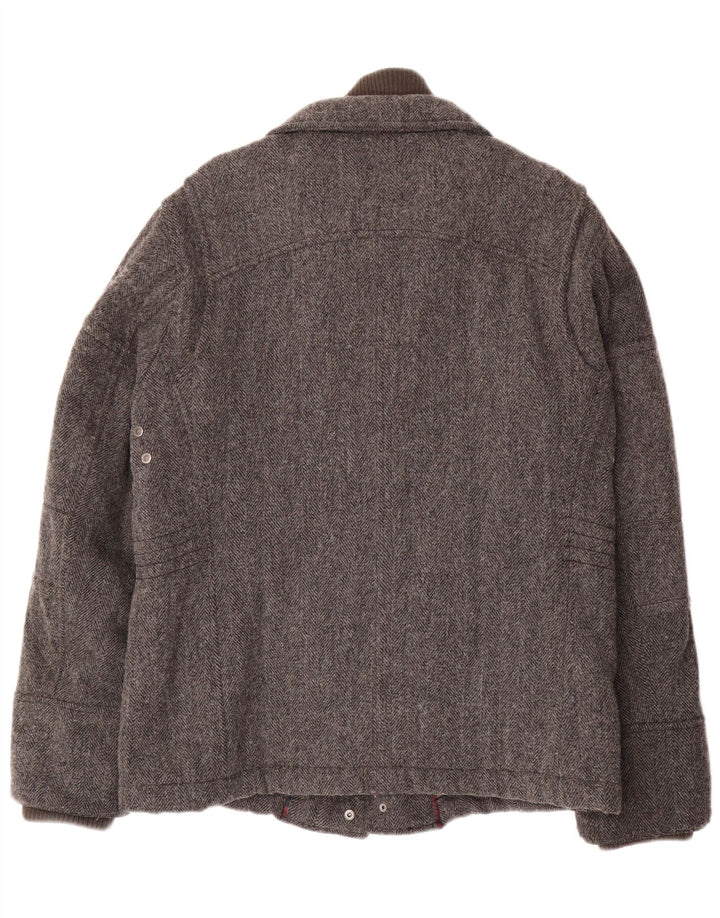 Kappa Veste utilitaire rembourrée pour homme UK 40 Large Gris Laine à chevrons Classique
