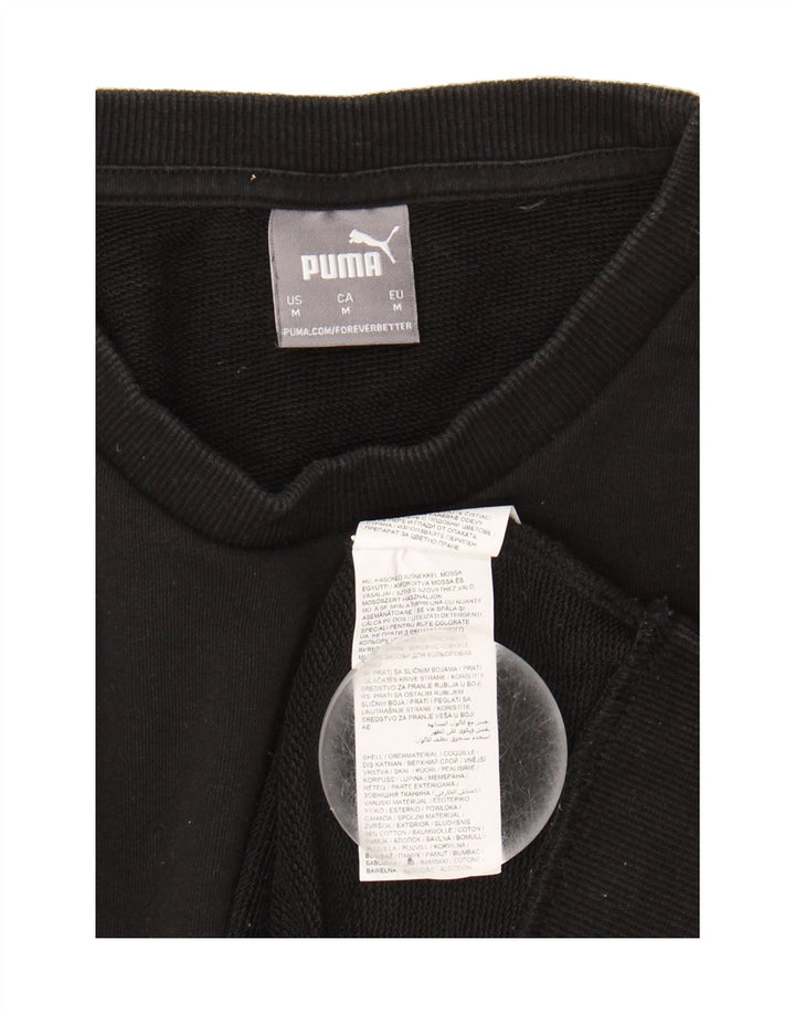 PUMA Mens Graphic Sweatshirt Jumper  Medium Black Cotton Vintage Puma and Second-Hand Puma from Messina Hembry 