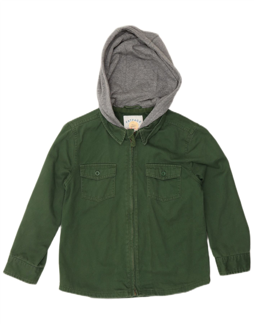 FAT FACE Chemise en jean à capuche Lumberjack pour garçon 7-8 ans Vert Colourblock