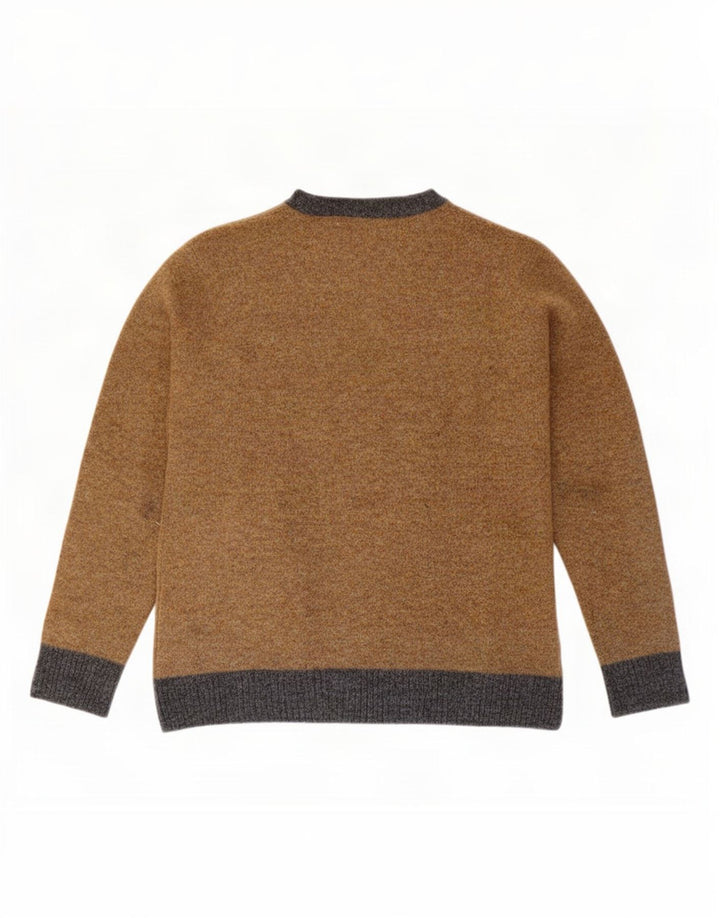 Brooksfield Pull à col rond pour homme en laine color block marron moyen