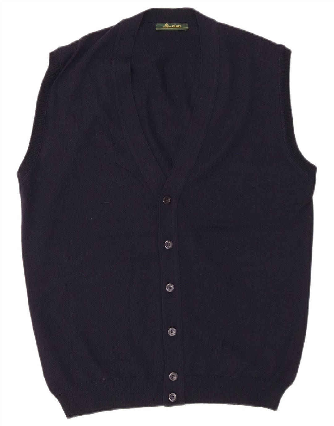 MAGLIA CLUB Pull Cardigan sans Manches Homme IT 48 Laine Bleu Marine Moyen