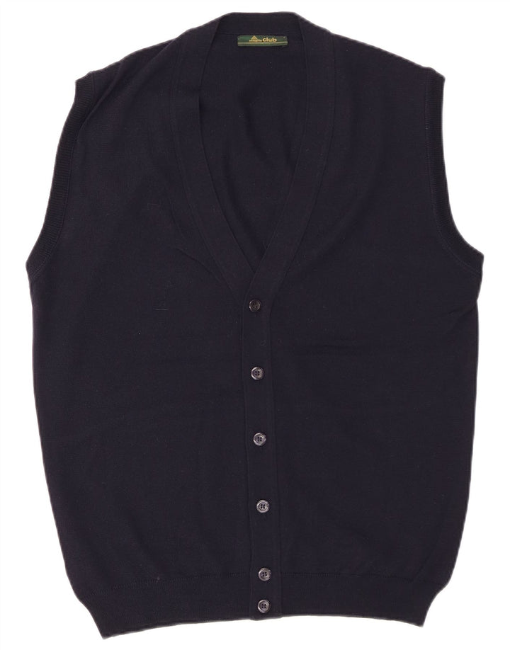 MAGLIA CLUB Pull Cardigan sans Manches Homme IT 48 Laine Bleu Marine Moyen