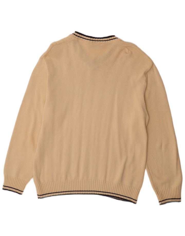 Jeanagers Pull col V pour homme en coton beige Large