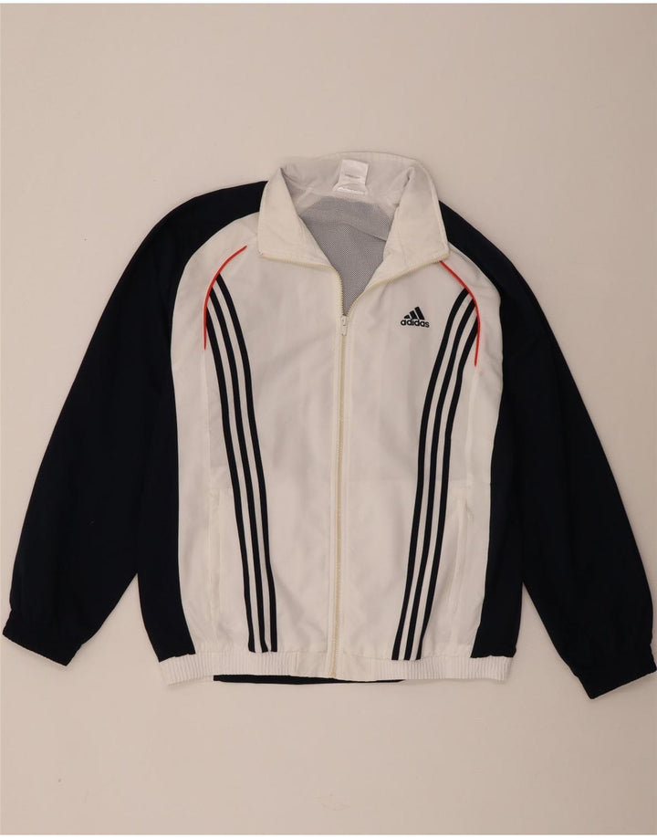 Adidas Veste de survêtement pour homme UK 42/44 Large Blanc Colorblock Polyester