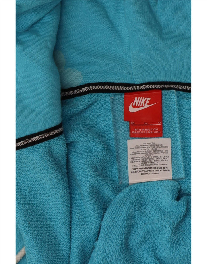NIKE Pull à capuche zippé graphique pour femme UK 14 Bleu moyen Coton