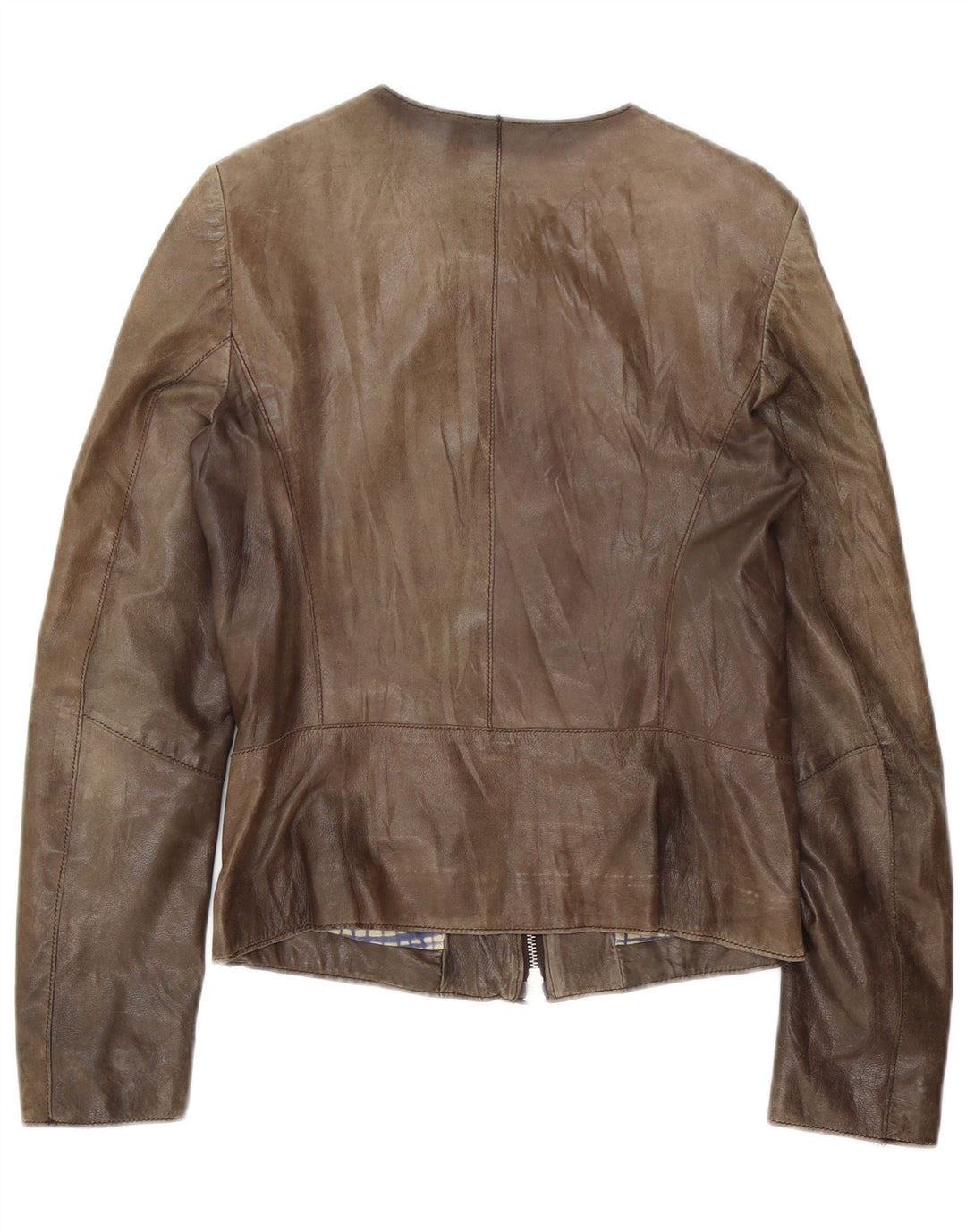 veste en cuir femme vintage UK 10 Petit Brun