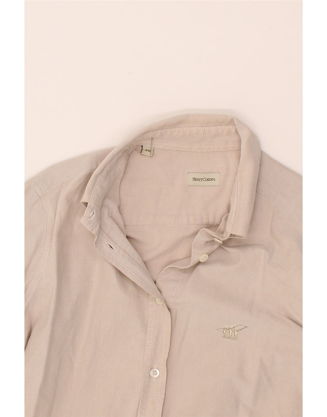 HENRY COTTONS Womens Shirt IT 46 Large Beige Cotton Vintage Henry Cottons and Second-Hand Henry Cottons from Messina Hembry 