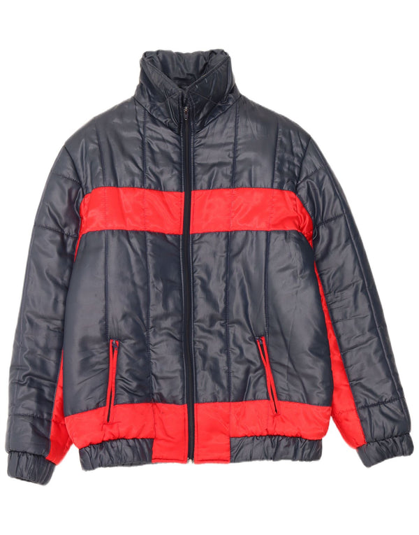 veste rembourrée à capuche vintage pour homme EU 56 3XL Bleu Marine Colourblock Nylon