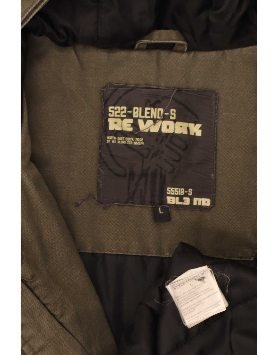 Blend Parka à capuche pour homme UK 40 Large Kaki Coton
