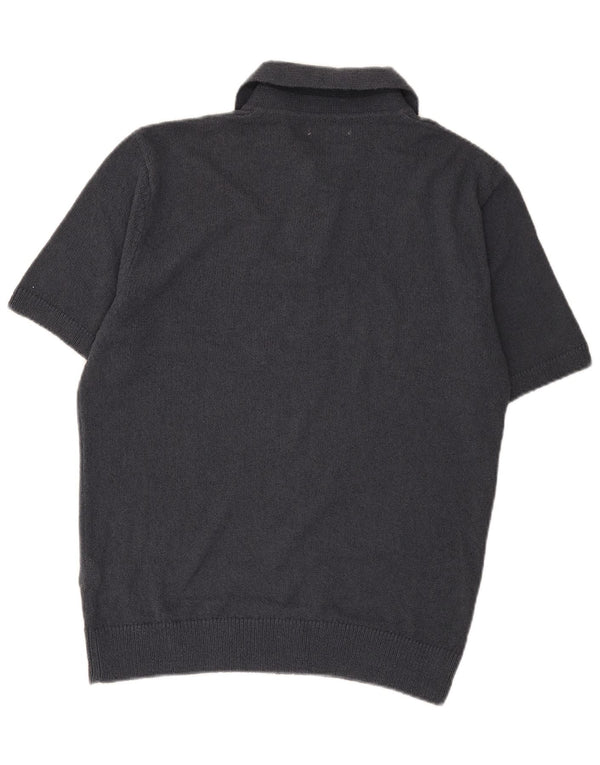 Zara Pull à manches courtes et col polo pour homme Bleu marine moyen Coton