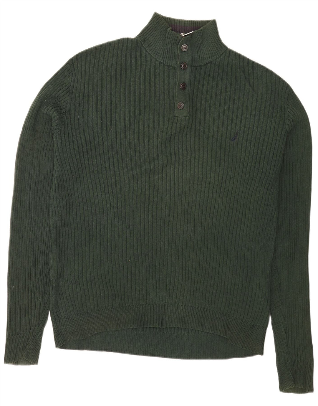 Nautica Pull à col boutonné pour homme en coton vert Taille L