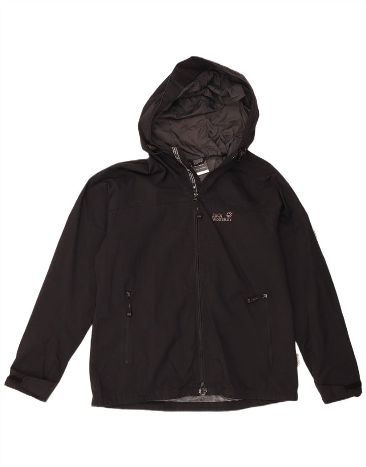 Jack Wolfskin Veste de pluie à capuche pour femme UK 16 Large Noir Polyamide