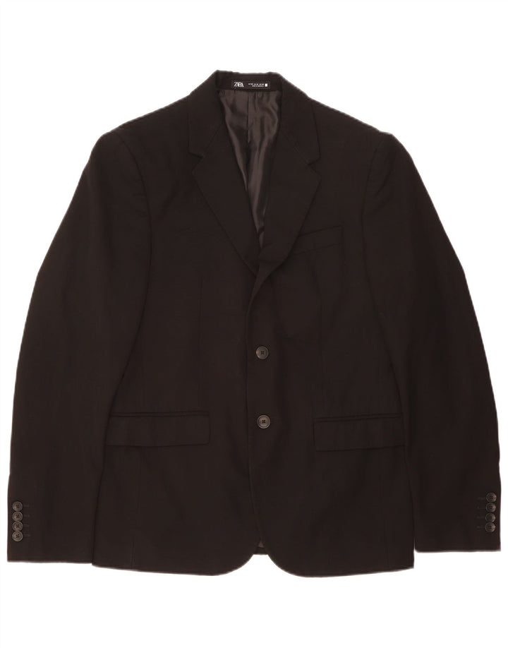 Zara Veste Blazer 2 Boutons Homme EU 50 Polyester Noir Moyen